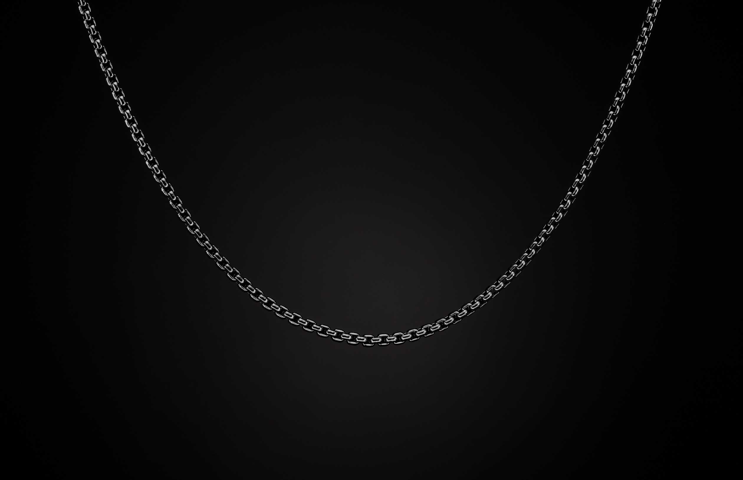 Black Box Chain men's jewelry from William Henry is bronze with black PVD coating for easy care and durability.