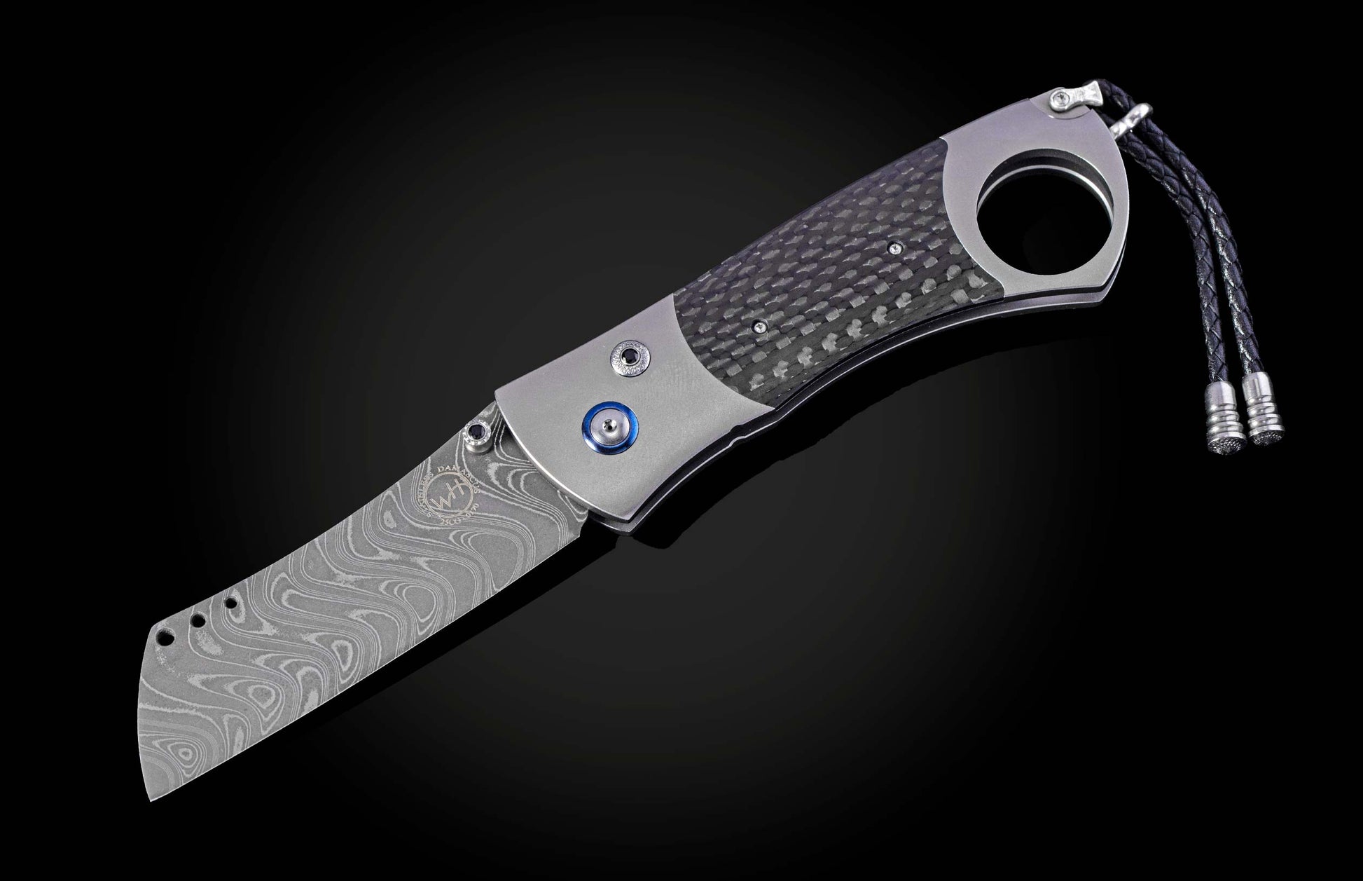 Titanium, carbon fiber, and damascus steel cigar cutter from William Henry