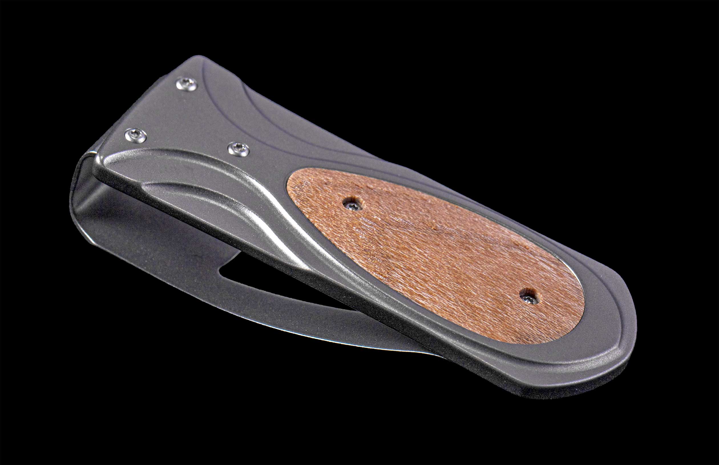 Titanium William Henry money clip with Yankee Stadium wood