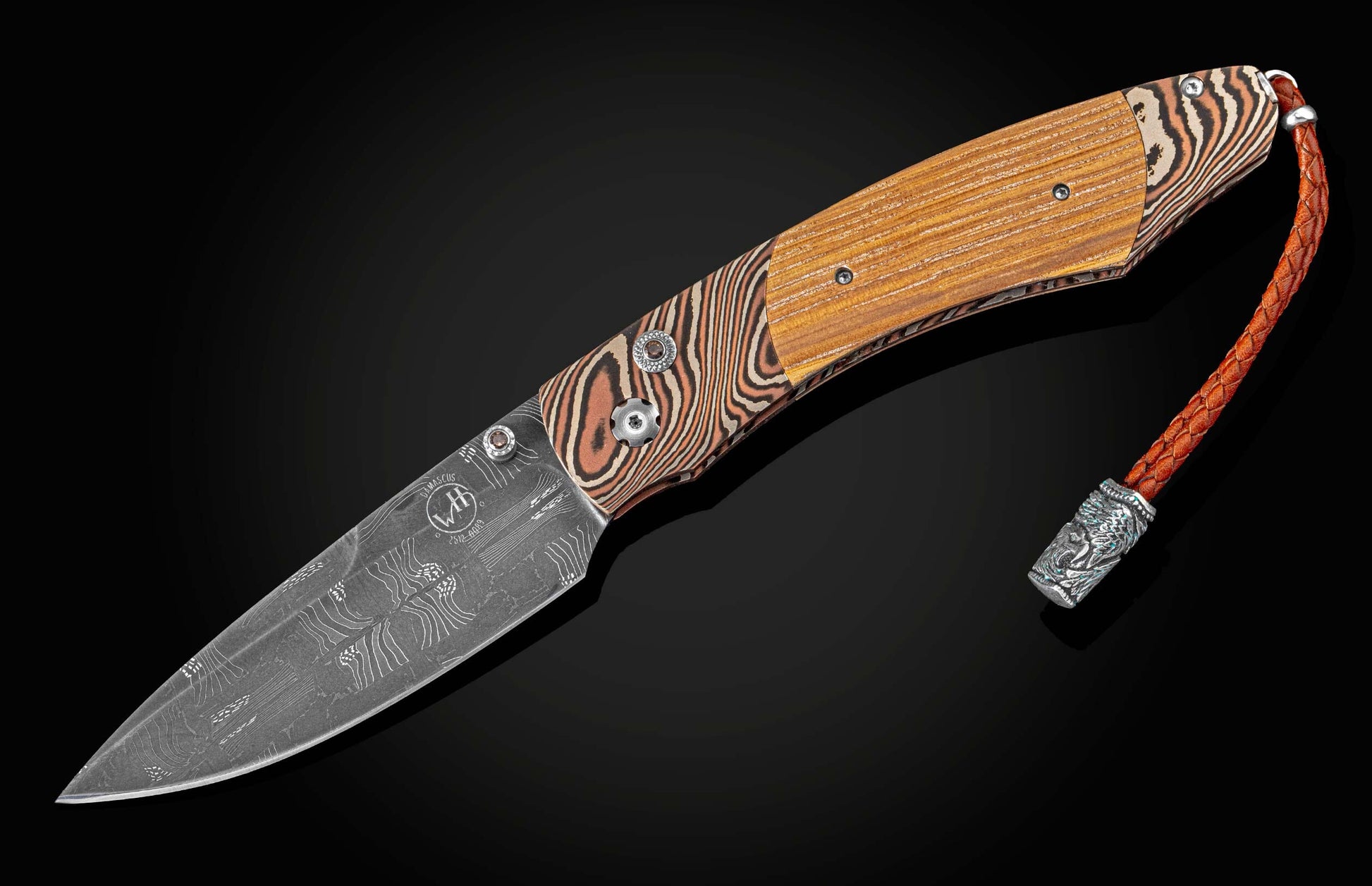  set with smoky quartz gemstones and a hand-forged 'Flag' damascus Steel blade.
