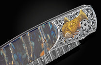 William Henry knife features a hand-engraved bolster with 24K gold