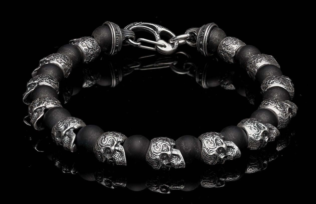 The Shaman Men's Black Skull Bead Bracelet (BB4) 