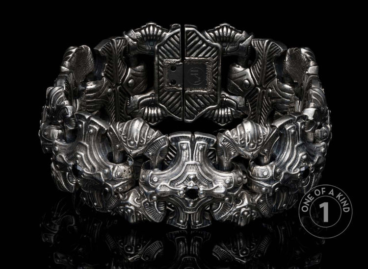 One of a kind sterling silver men's bracelet with black diamonds from William Henry