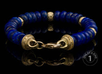 One of a Kind bracelet from William Henry featuring 18K Yellow gold and lapis lazuli beads.