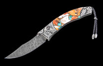 One of a Kind William Henry Custom Knife with Hand-carved sterling silver