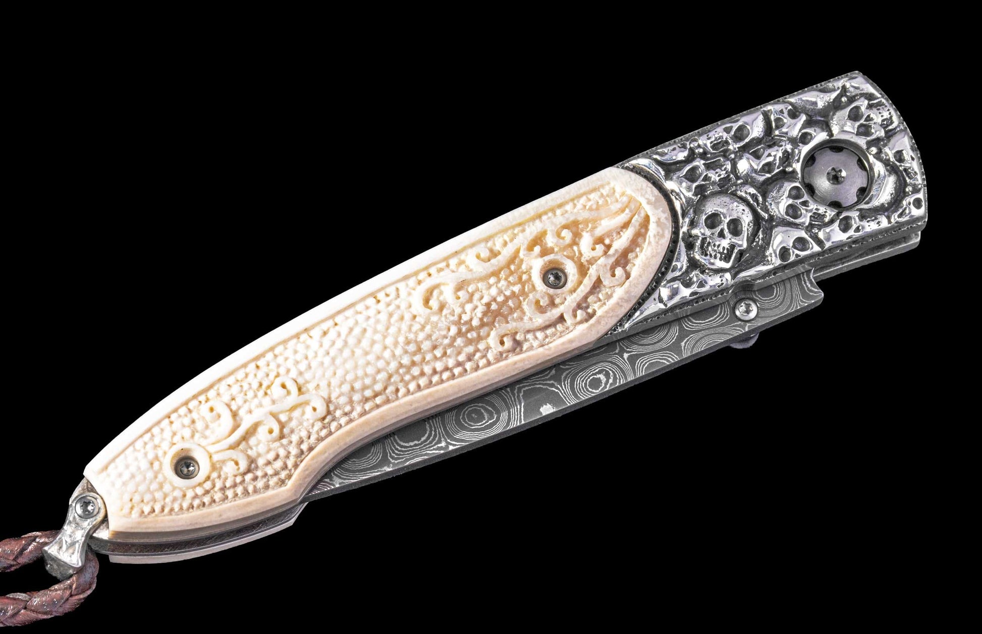 One of a Kind William Henry Custom Knife with Hand-carved sterling silver w/gold frame