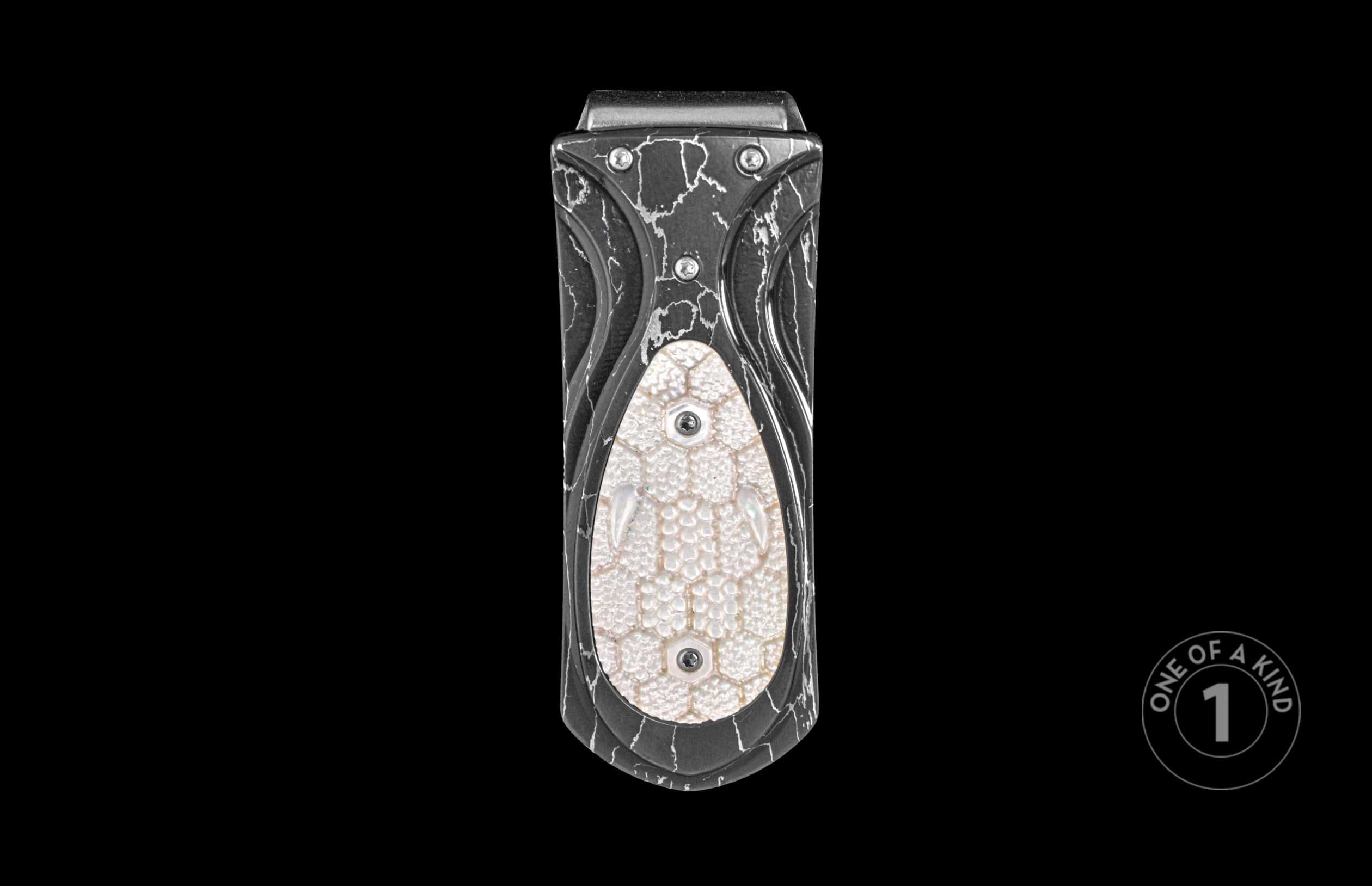 Mother of Pearl and damascus steel money clip from William Henry