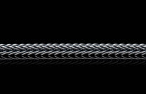 VESTA silver jewelry chain with a tightly woven Byzantine link pattern, horizontal, and subtle reflections.