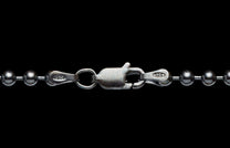 Sterling silver ball chain necklace featuring a lobster clasp with a visible '925' stamp.