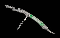 One of a kind William Henry custom corkscrew with hand forged Damascus steel and Jade